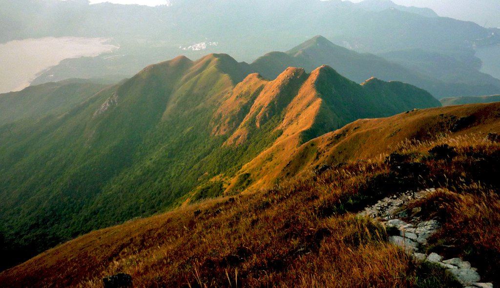 Panorama of the mountain ridges that form Hong Kong's volcanic landscape